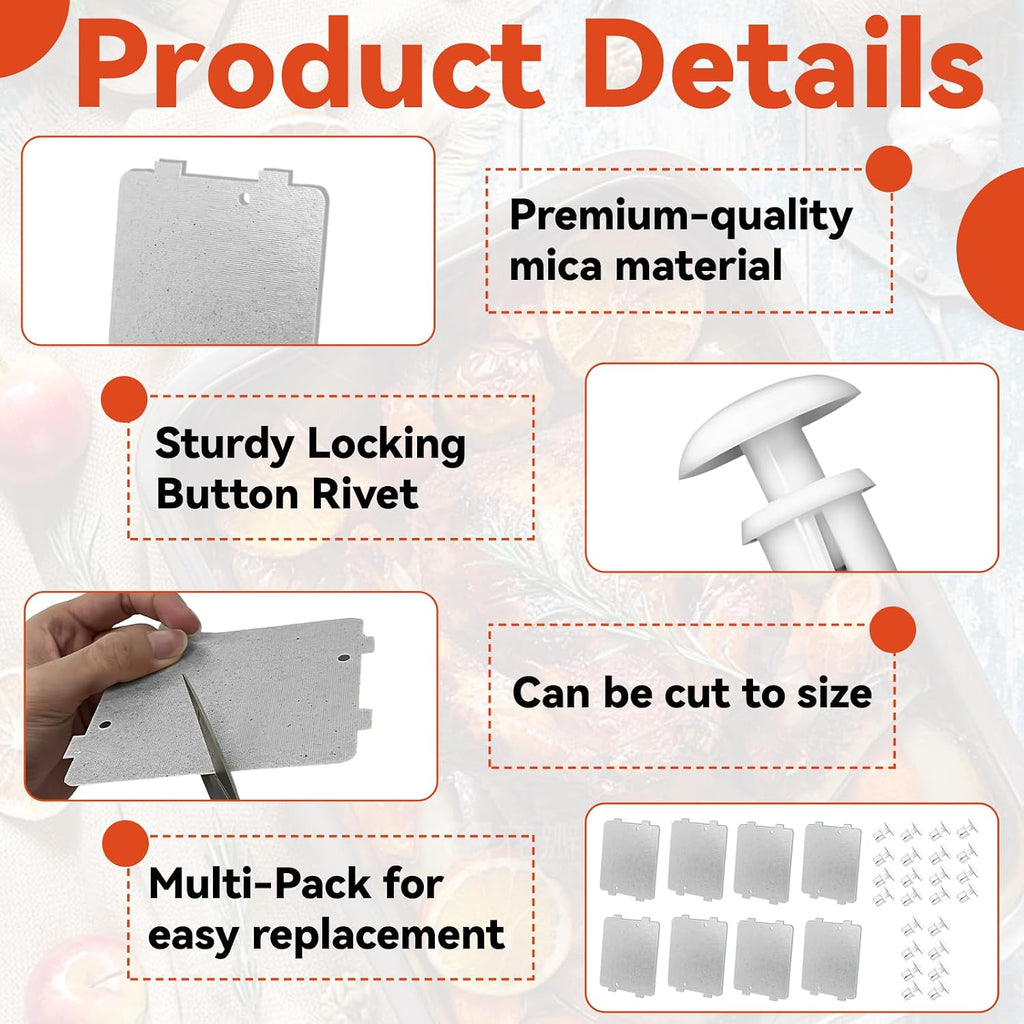 8-Pack WB39X10034 Microwave Waveguide Cover & 24 Locking Buttons