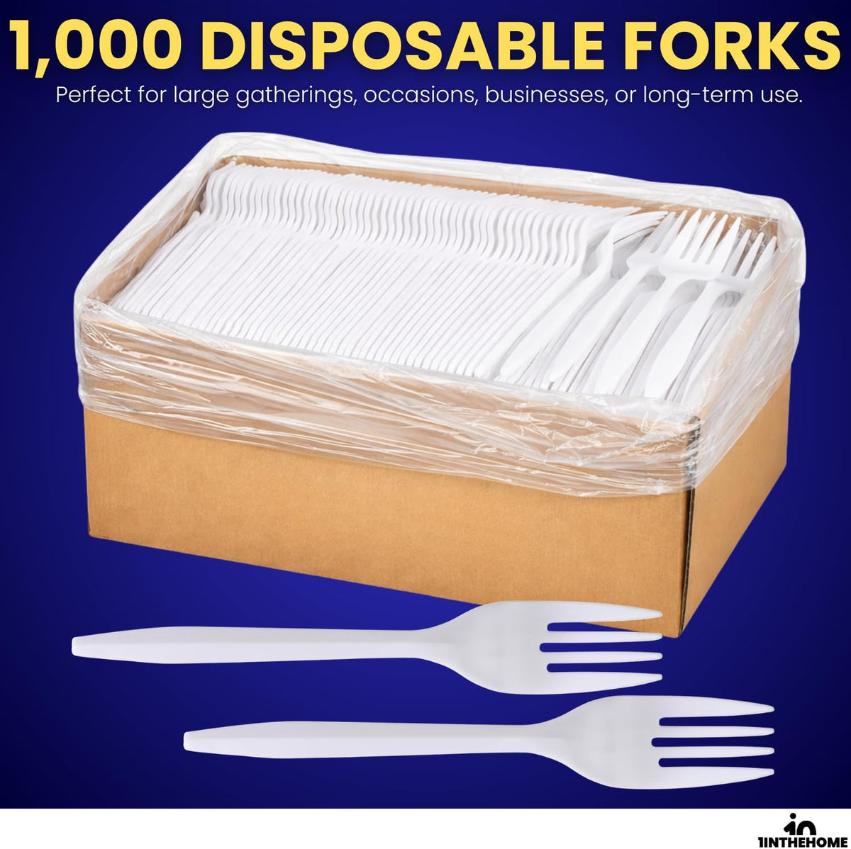 Plastic Forks Bulk, Disposable Medium Weight Cutlery, Heavy Duty White, 1000 Pack