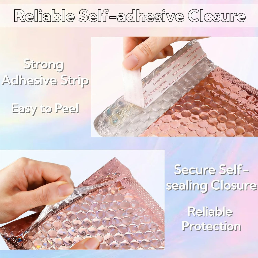 60 Pack Holographic Bubble Mailers, 6 x 9.5 Inch