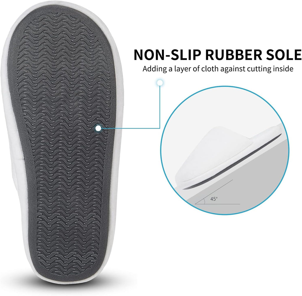 3-Pair Luxury Spa Slippers - Cotton Memory Foam Non-slip Closed Toe Washable Slippers for