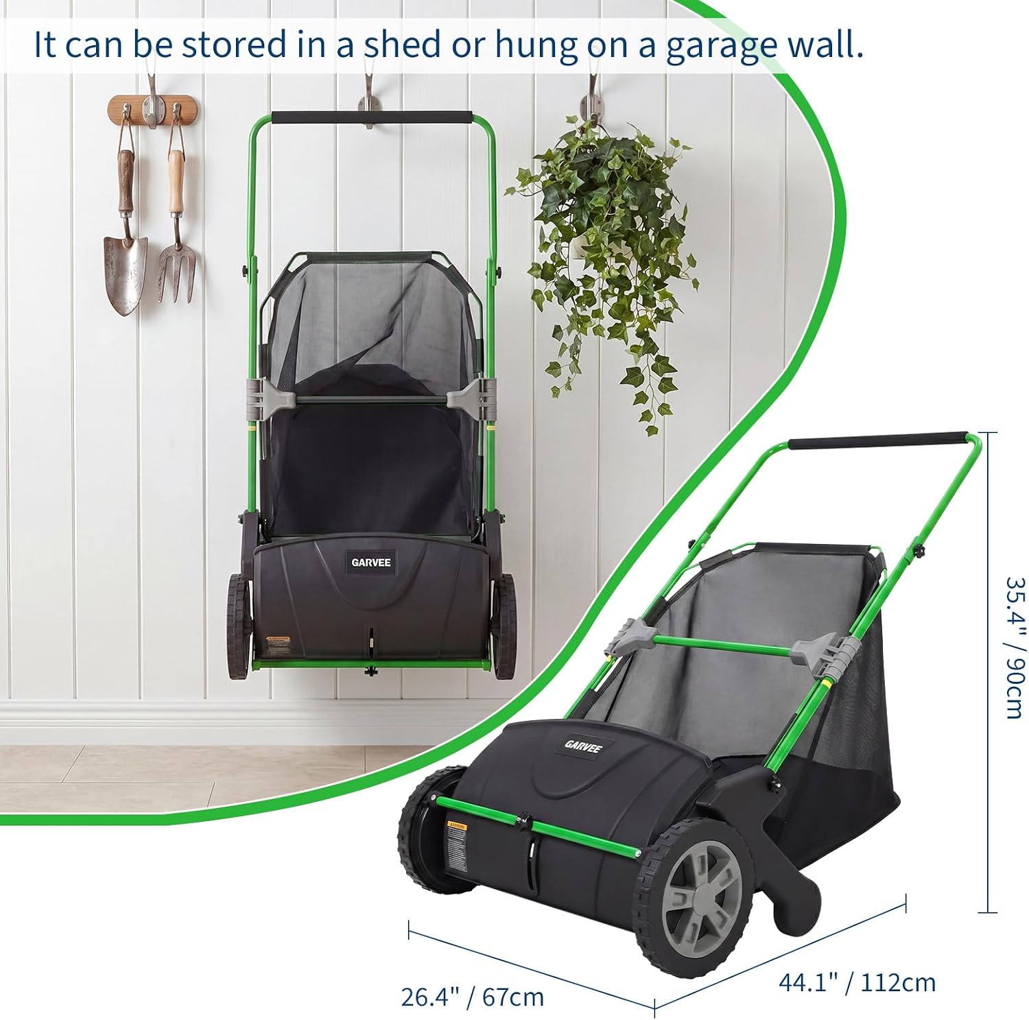 21-Inch Push Lawn Sweeper, Heavy Duty Manual Leaf & Grass Collector with 3.5 Cu. ft. Large Hopper Bag, Adjustable