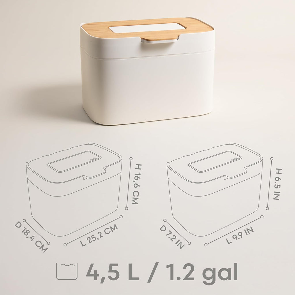 Compost Bin Kitchen 'Elin' | 1.2 GAL / 4.5L Countertop Compost Bin with Wooden Lid & Filter | Odor-Free, Dishwasher