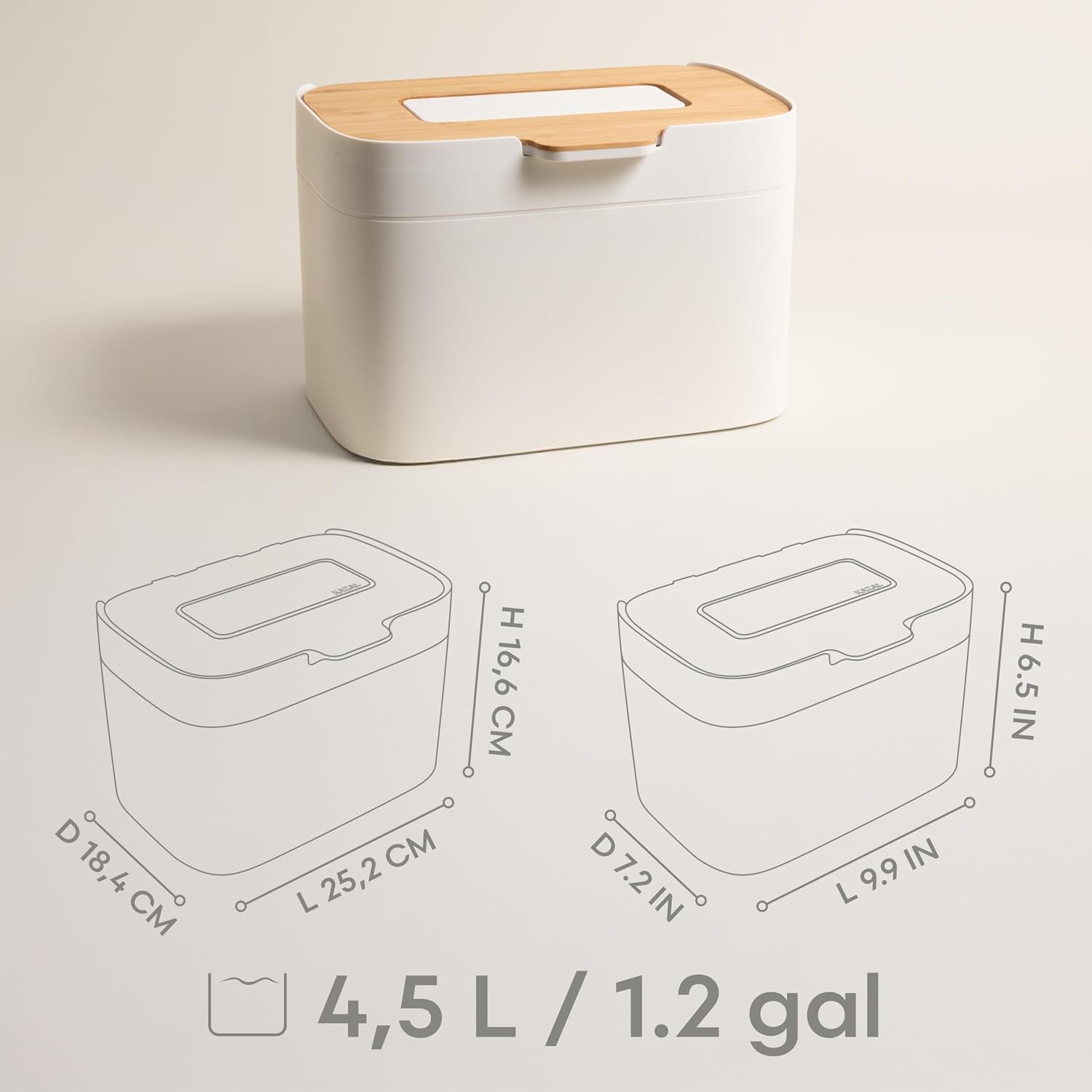 Compost Bin Kitchen 'Elin' | 1.2 GAL / 4.5L Countertop Compost Bin with Wooden Lid & Filter | Odor-Free, Dishwasher
