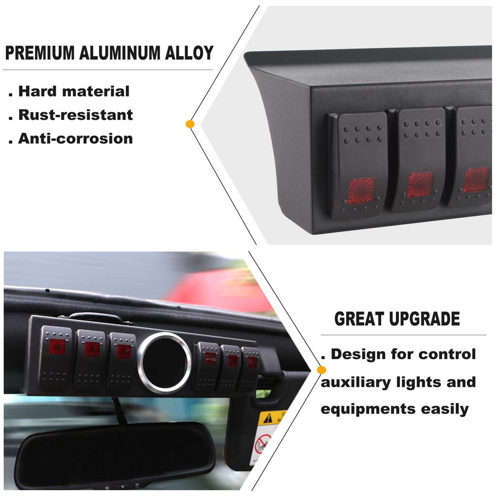 PKEDUO 6 Gang Rocker Switch Panel Compatible with 2007-2017 Wrangler JK