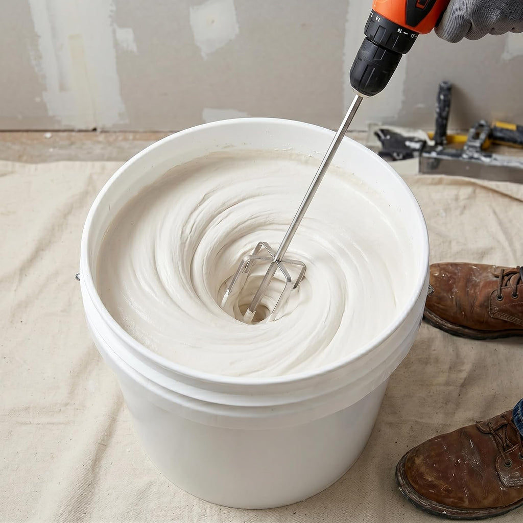 Paint Mixer for Drill, 15.7" Stainless Steel Mixing Paddle | Hex Shaft Attachment, 4-Blade Head, Rust-Proof, Easy to