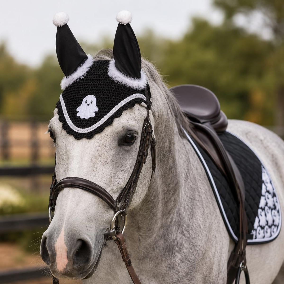 Halloween English Saddle Pad Set Black Orange
