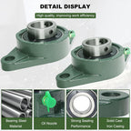 2 Pack UCFL208-24 Pillow Block Bearing – Flange 2 Bolt Mounted Pillow Block Bearings – Bearing Steel Bearings with 1-1/2" Bore - Self-aligning Bearings with Solid Cast Iron Base