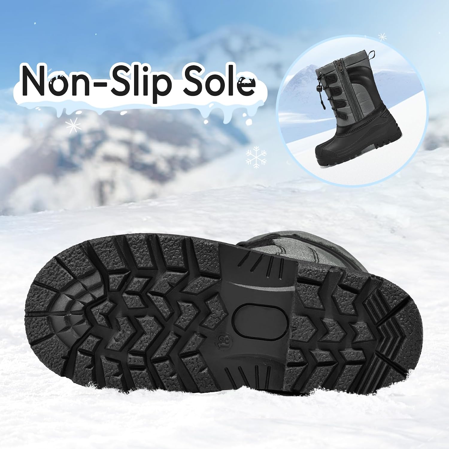 Boys Warm Anti-Slip Snow Boots