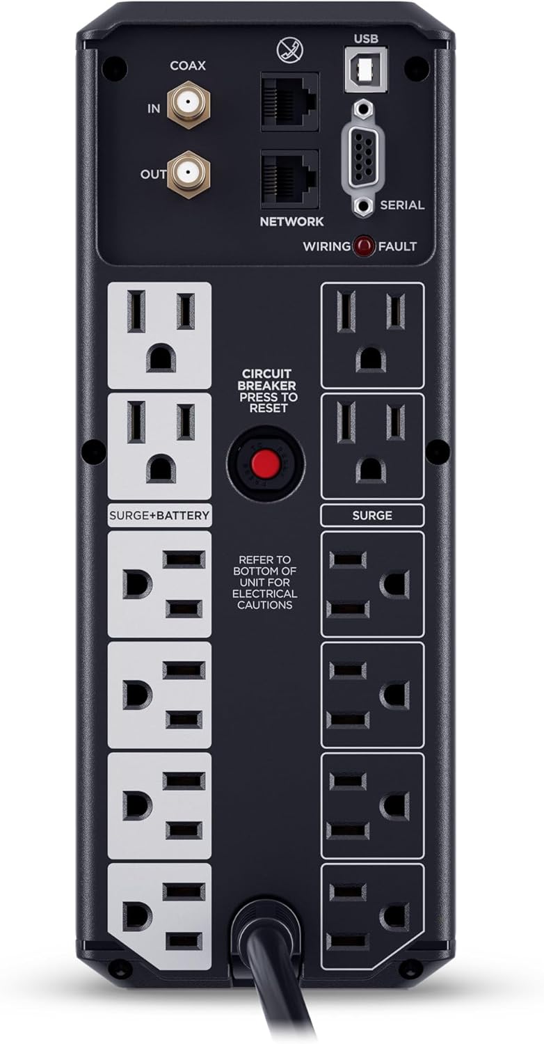 CP1500AVRLCD3 Intelligent LCD UPS Battery Backup | 1500VA/900W, 12 Outlets, 2 USB Ports, AVR, Mini Tower, UL Certified