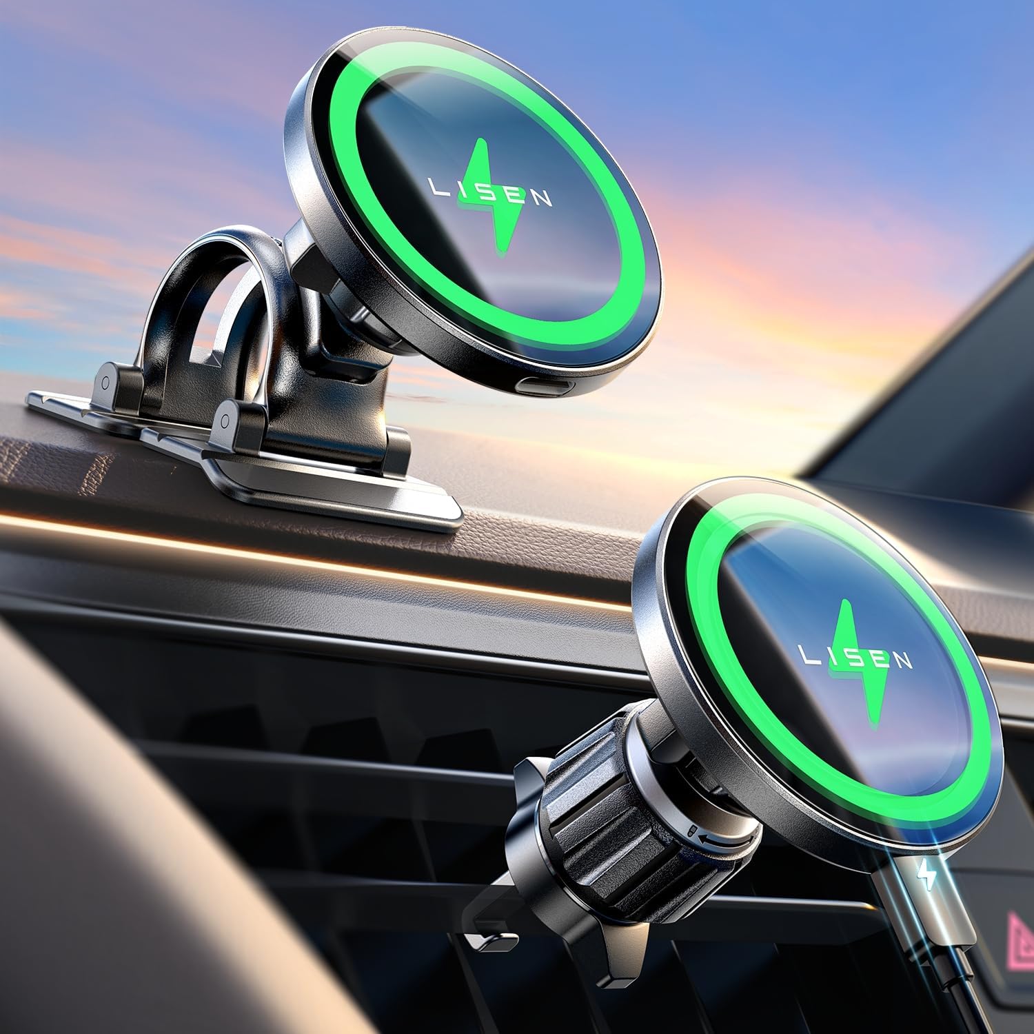 for 15W MagSafe Car Mount Charger,Magnetic Wireless Car Charger for iPhone 17 Pro Max Accessories,Magnetic Phone