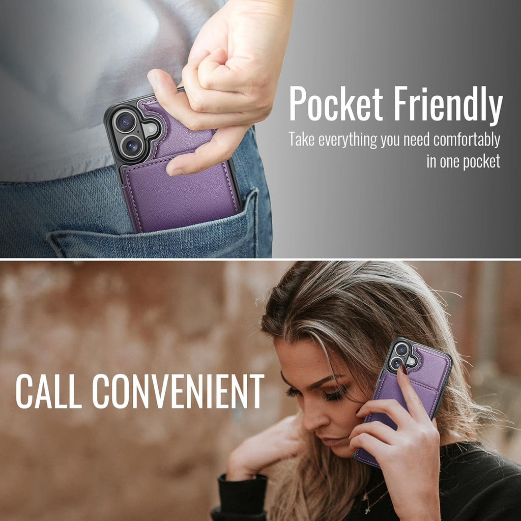 for iPhone 17 Wallet Case with Card Holder, RFID Blocking Credit Slots Kickstand Shockproof Phone Cover Fit for