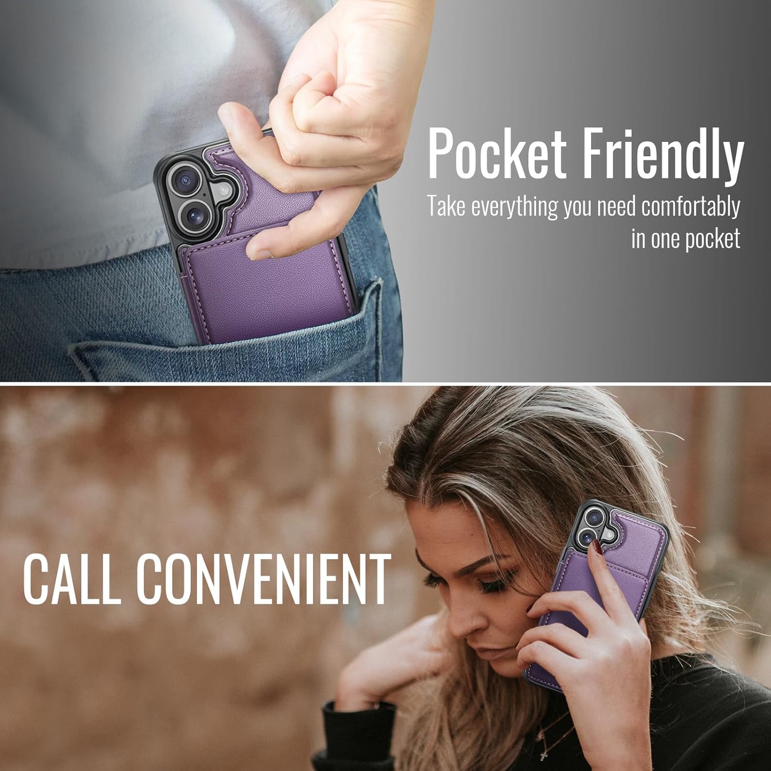 for iPhone 17 Wallet Case with Card Holder, RFID Blocking Credit Slots Kickstand Shockproof Phone Cover Fit for