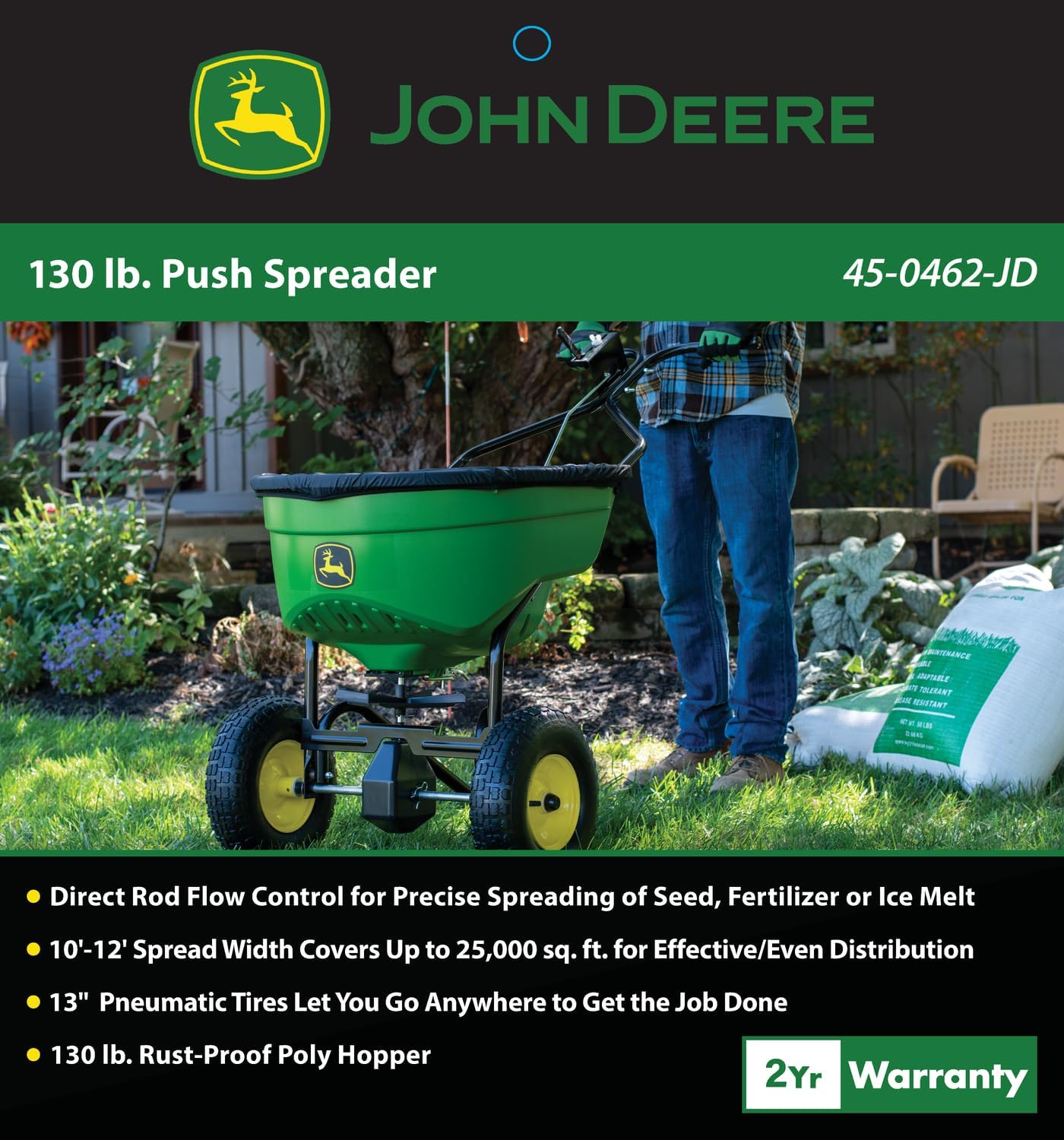 130 lb. Capacity Push Broadcast Spreader 45-0462-JD