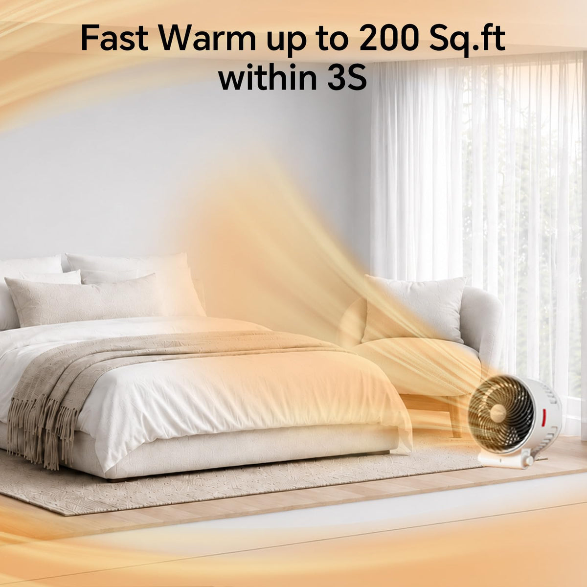 2-in-1 Heater and Fan Combo, 1500W Portable Space Heater, White