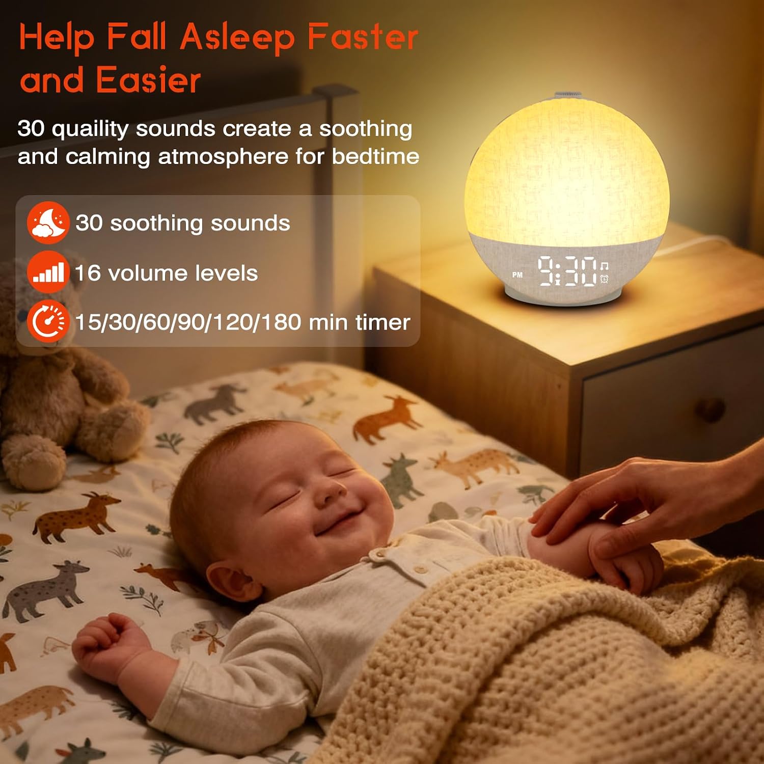 Sunrise Alarm Clock White Noise Machine, Sunset Simulation, 30 Sleep Sounds | 12 Color Night Lights, Dimmable