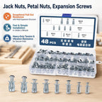 Button Rivet Locking Nuts Set, M4 M5 M6 M8, Flower Nuts Bolts