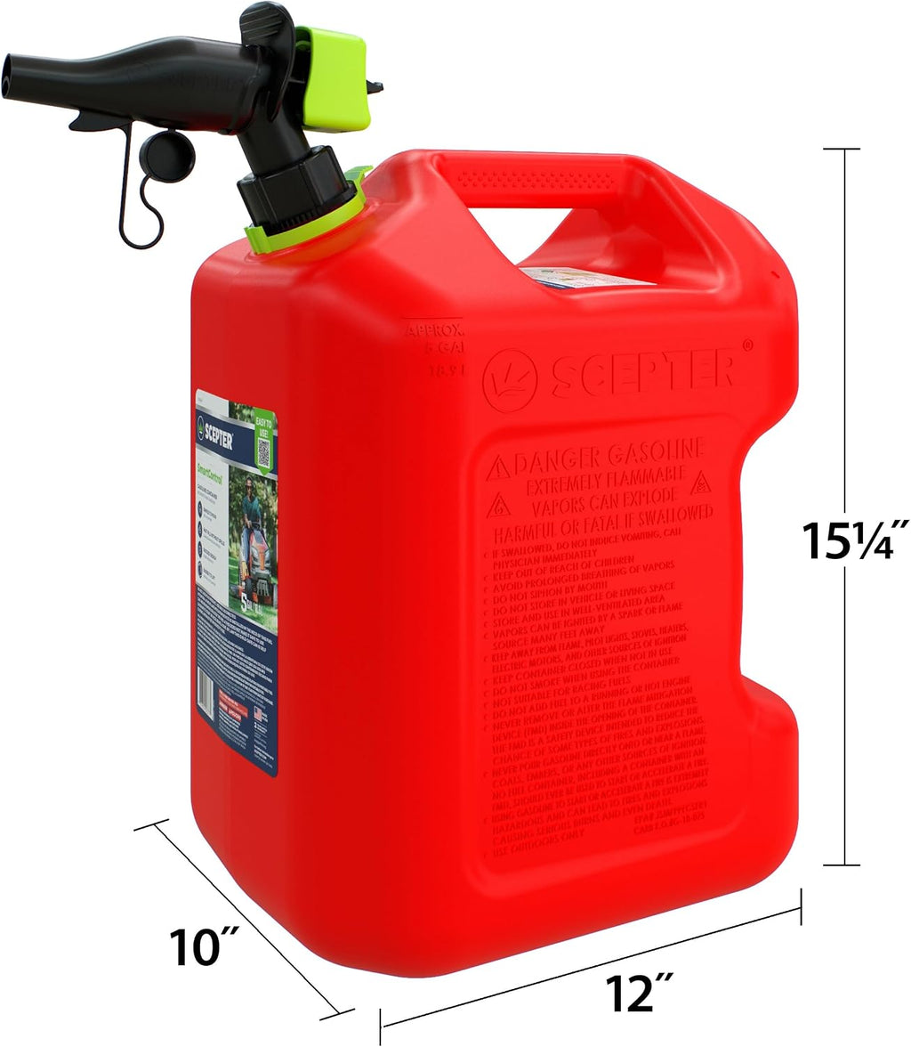 5 Gal Gas Can, Spill Proof SmartControl Spout, Spout Extender, Red | Gasoline Only, EPA/CARB Compliant Fuel Container