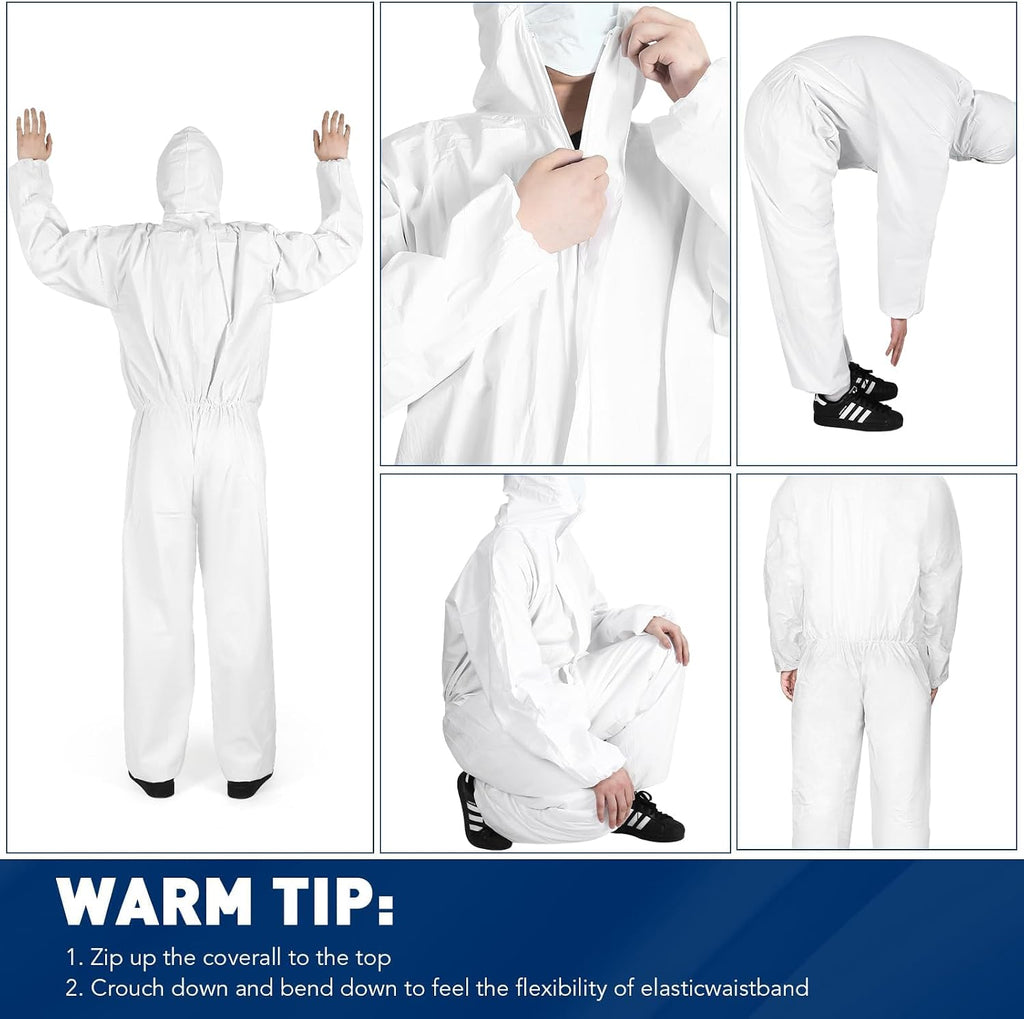 2 Pack/25 Pack Hazmat Suits Disposable Protective Coveralls | Heavy Duty Full Body Painters Suit for Men & Women