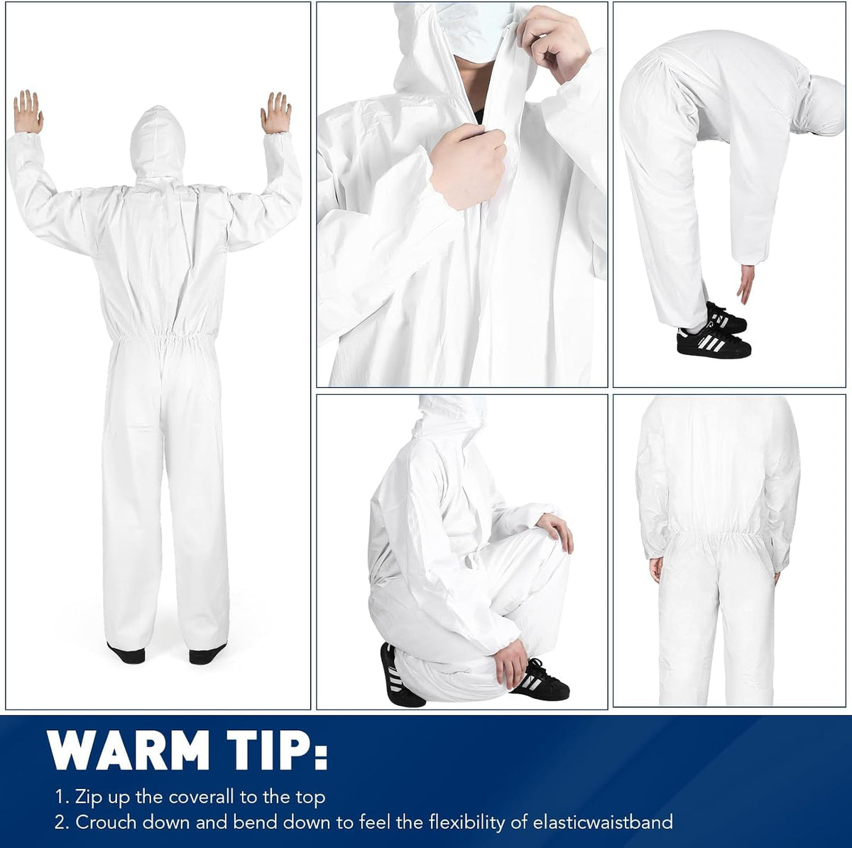 2 Pack/25 Pack Hazmat Suits Disposable Protective Coveralls | Heavy Duty Full Body Painters Suit for Men & Women