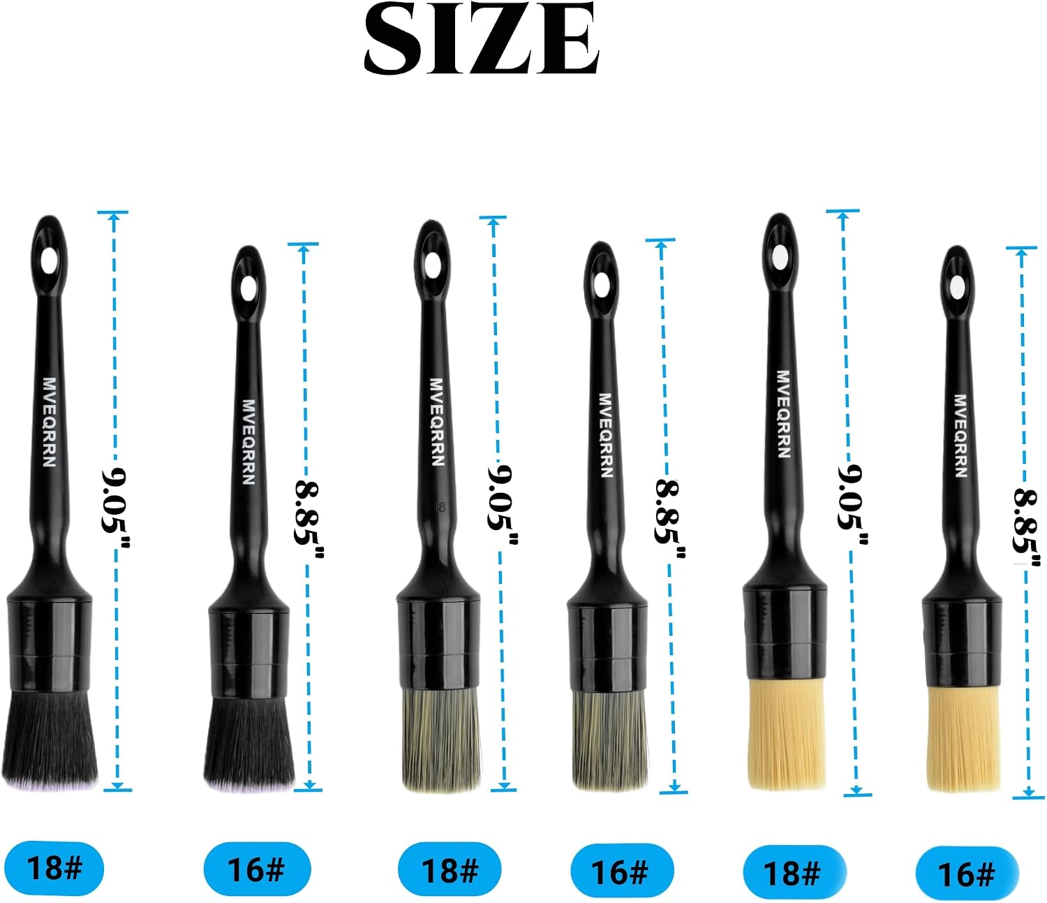 6pcs Car Detailing Brush Set-2pcs Boars Hair Car Detailing Brushes,2pcs Ultra Soft No Scratch Detailing Brush for Air