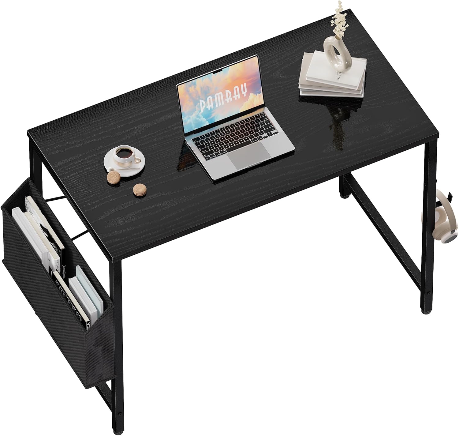 32 Inch Computer Desk for Small Spaces with Storage Bag, Home Office Work Desk with Headphone Hook, Small Office Desk