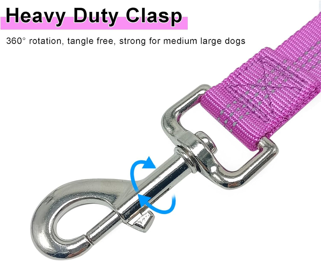 5FT Bungee Dog Leash with 2 Handles, Reflective Nylon Traffic Leash