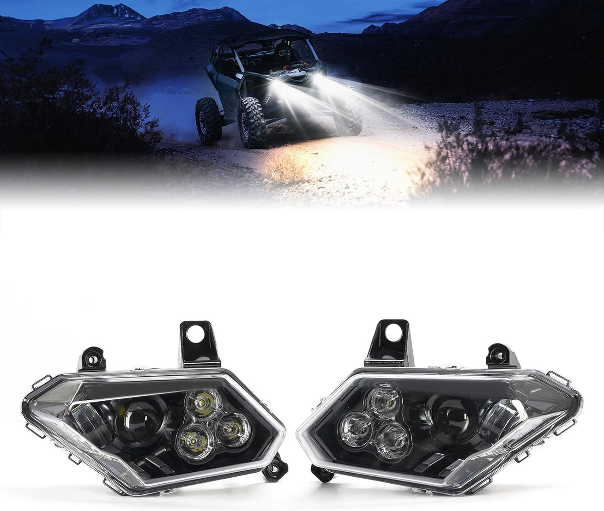 KEMIMOTO X3 LED Headlights Assembly Compatible with Can Am X3 & X3 MAX