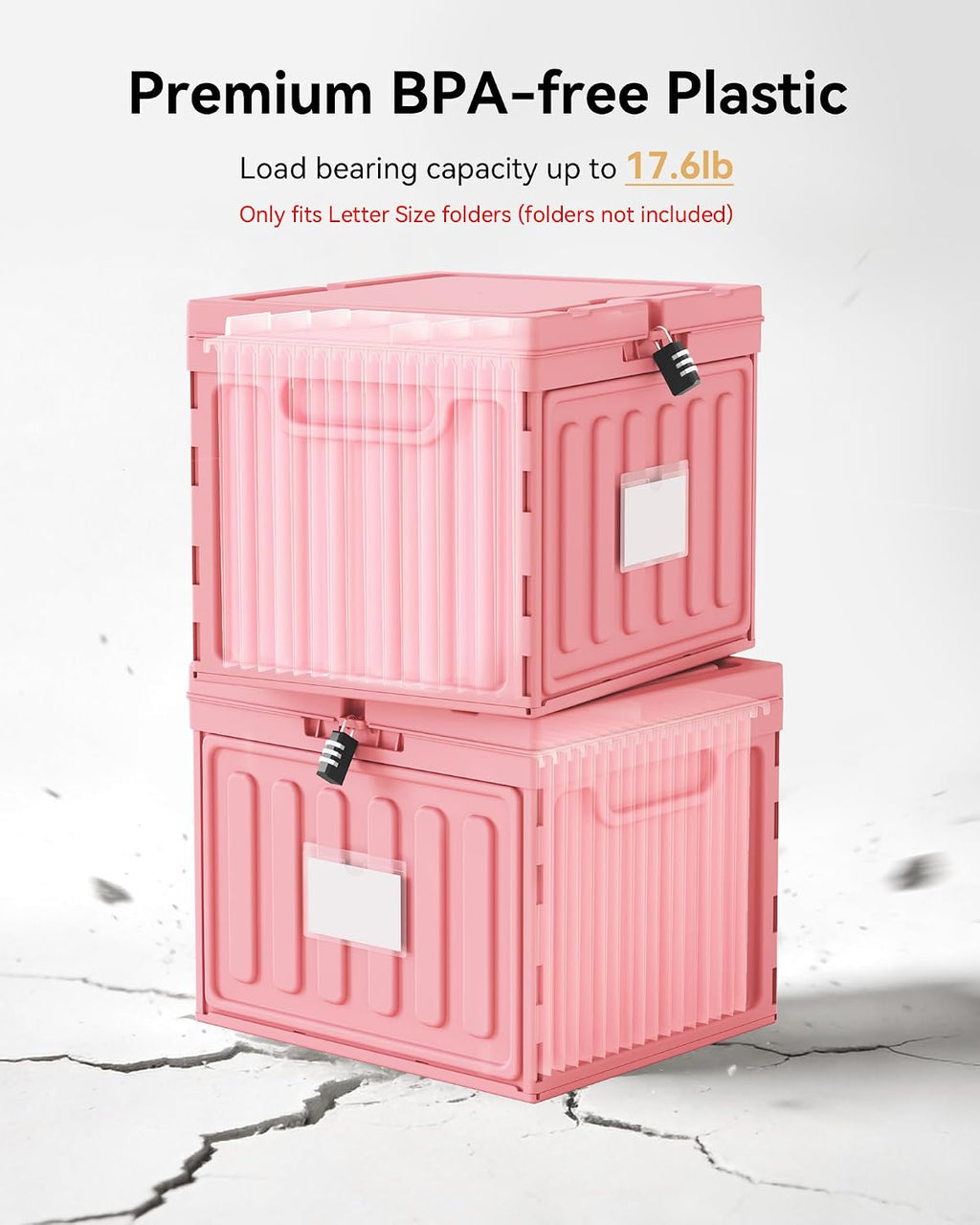 Plastic File Box with Lid for Letter Size Hanging File Folders, Hanging File Folder Box for Home, Office, School