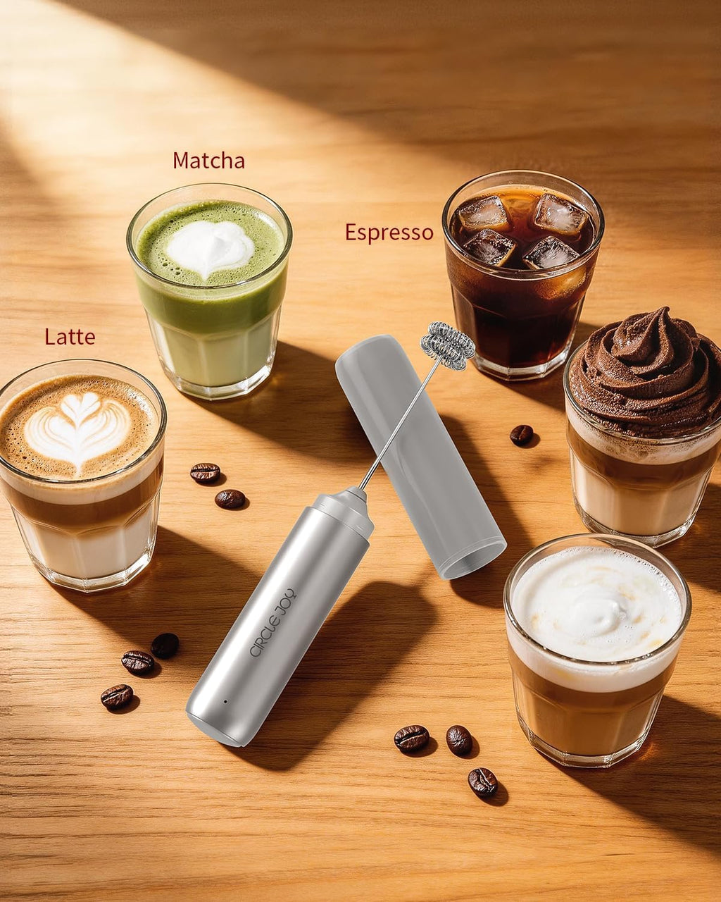 Rechargeable Milk Frother Hanheld, Dual Coil Whisk Head Electric Coffee Frother, Portable Hand Frother Wand Drink