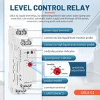 Water Level Sensor Control Relay 10A GRL8-01 AC/DC 24V-240V Liquid Level Control Relay in Din Rail, Automatic Drain and Inlet Electronic Liquid Level Controller with 5ft Detector Sensor PLT-01