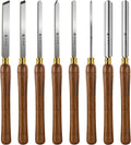Expert Wood Lathe Chisel Set 8 PCS, M2 HSS Wood Turning Tools with Teak Handles & Portable Storage Bag, Roughing