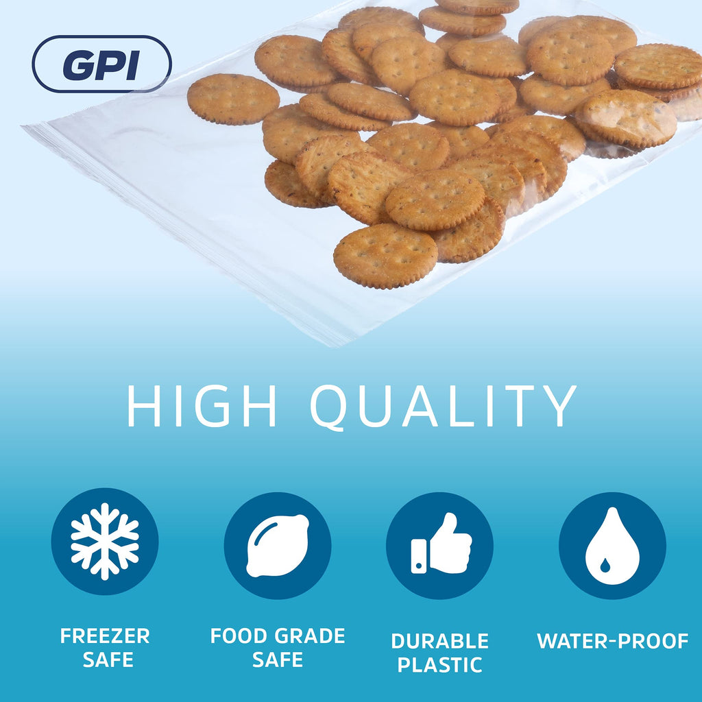 10" x 12" Reclosable Zip Bags, 1,000 Count with Hang-Hole for Display - GPI