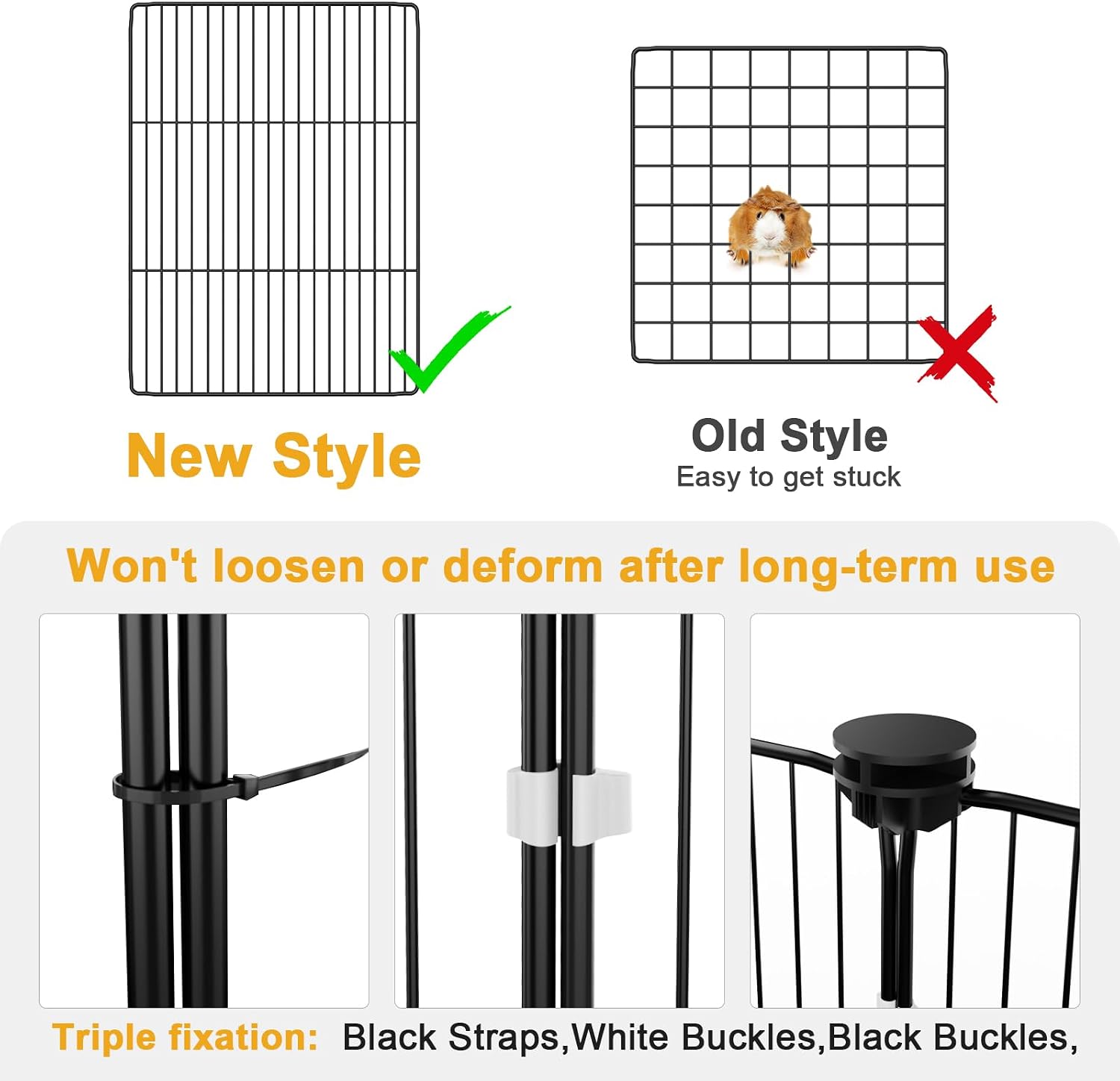 Guinea Pig Cage with Top Cover & 12 Panels, Triple Fixing Measures Small Animal Playpen with Waterproof PVC Liner &