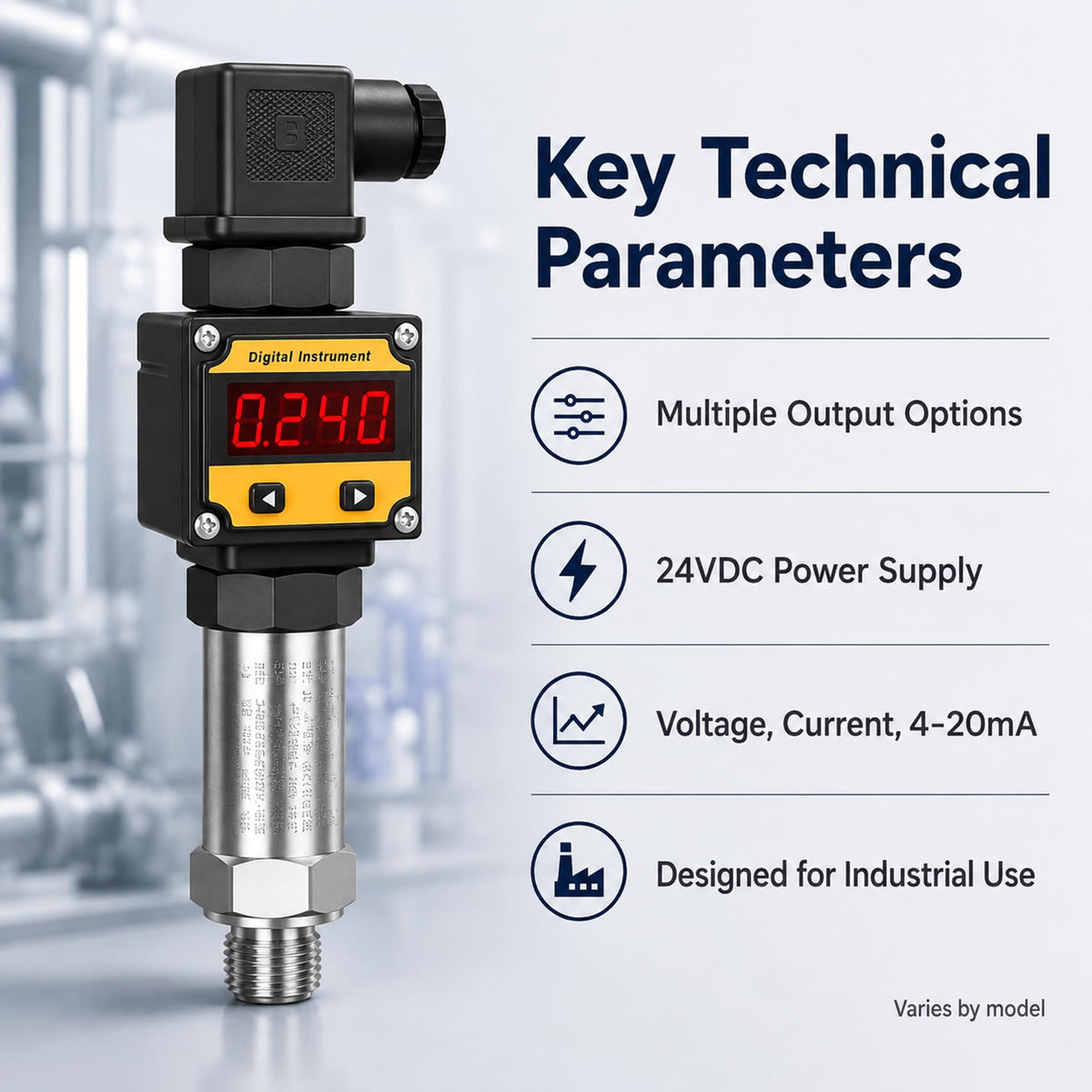 Digital Display Pressure Sensor Transmitter Transducer 24VDC 4-20mA,NPT1/4