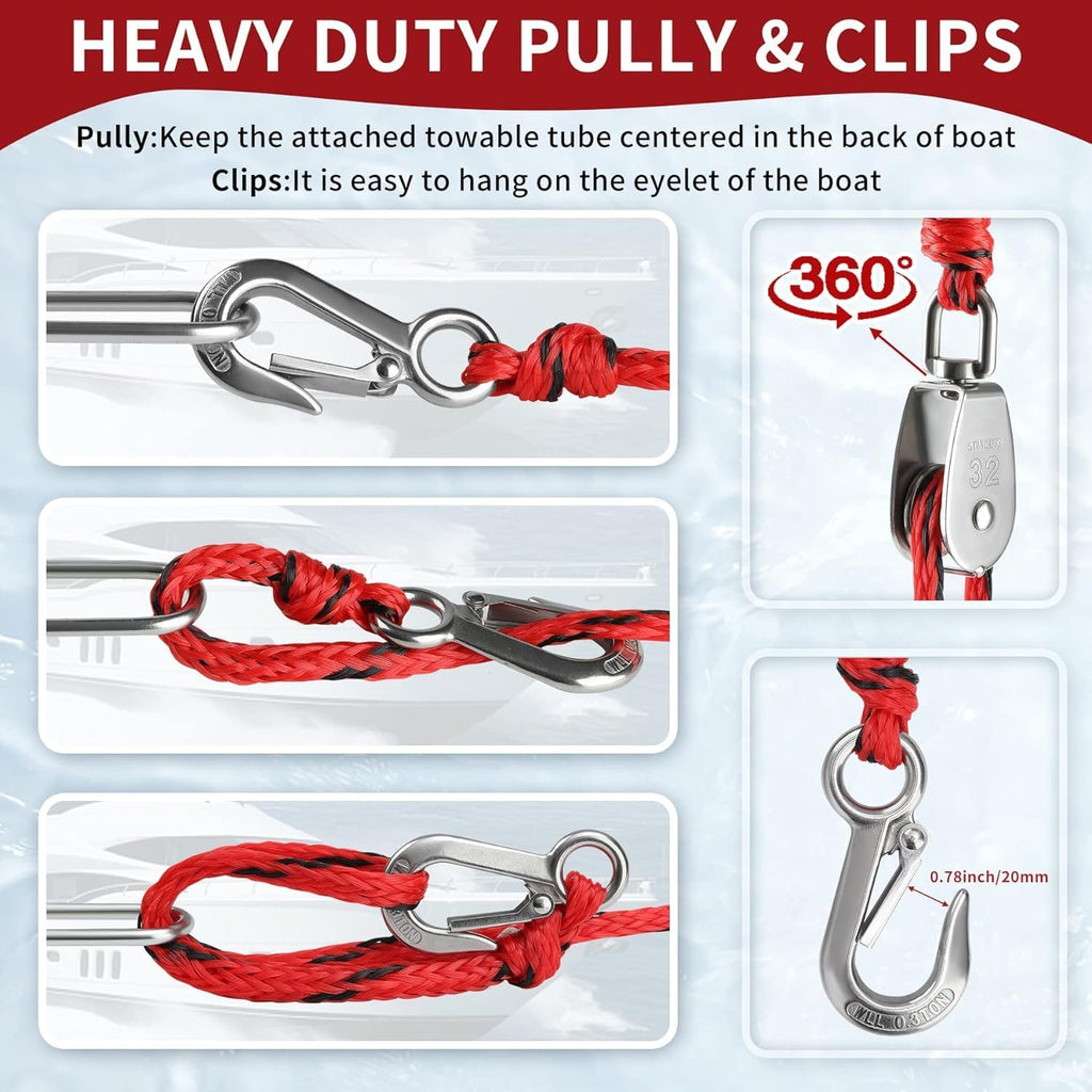 Heavy Duty Boat Tow Harness for Tubing, Watersports Self Centering Tow Rope for Tubing, Boat Tow Harness for Towing