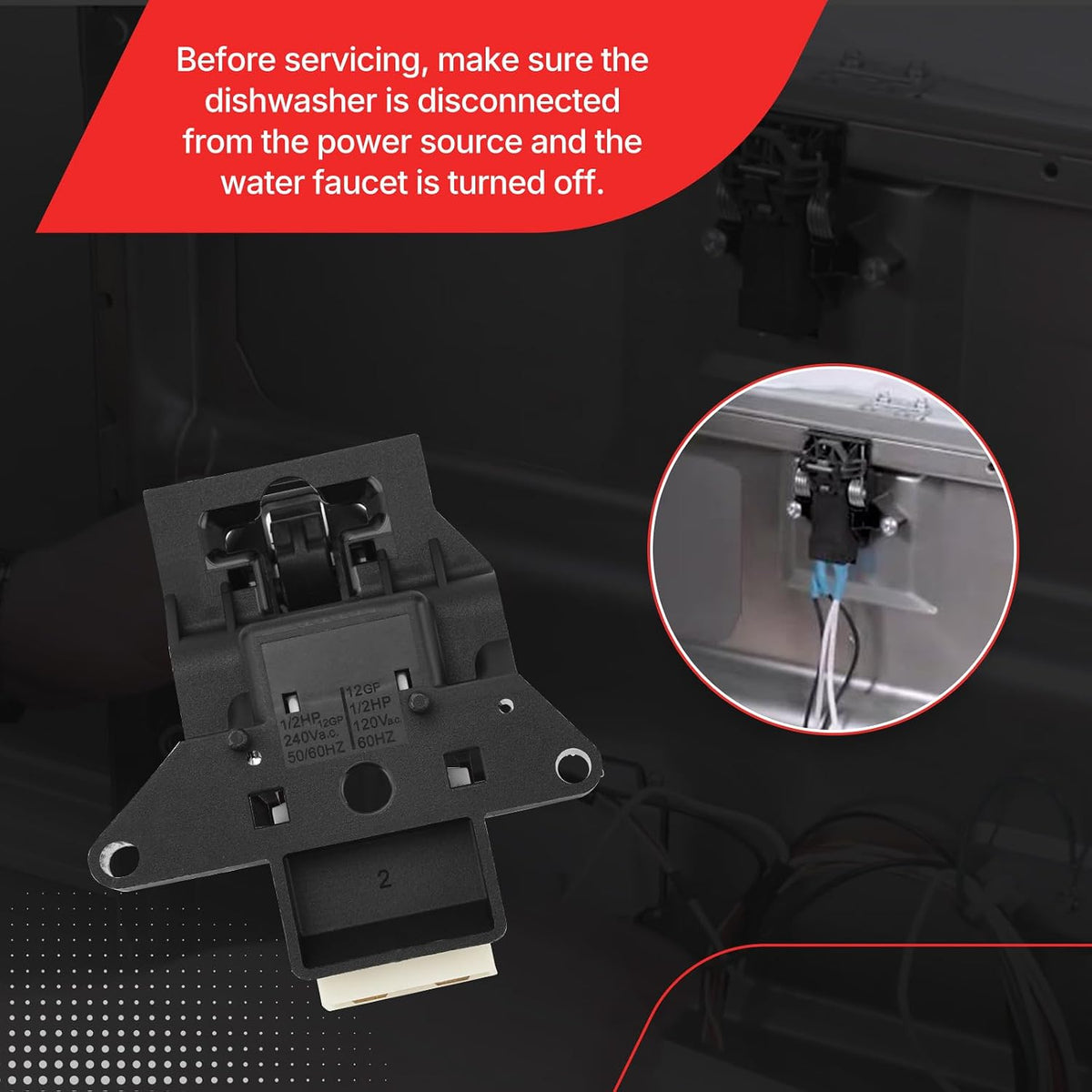 5304516818 Dishwasher Door Latch Switch for Electrolux Kenmore Frigidaire
