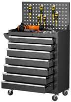 7 Drawers Rolling Tool Chest with Pegboard, Metal Tool Chest with Drawers, Tool Storage Cabinet with Wheels for