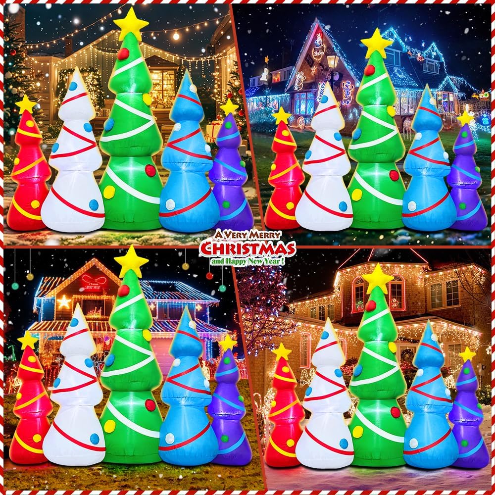 6.5FT Long Christmas Inflatable Tree Set Outdoor Decoration Giant Christmas Inflatable Tree Blow up Yard Decorations