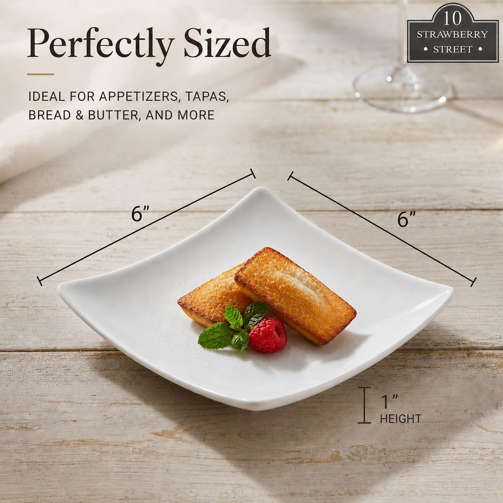 6" Catering Square Coupe Appetizer Plate, Set of 12,White