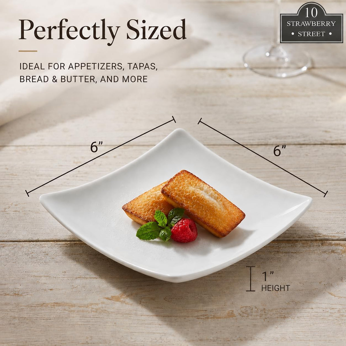 6" Catering Square Coupe Appetizer Plate, Set of 12,White