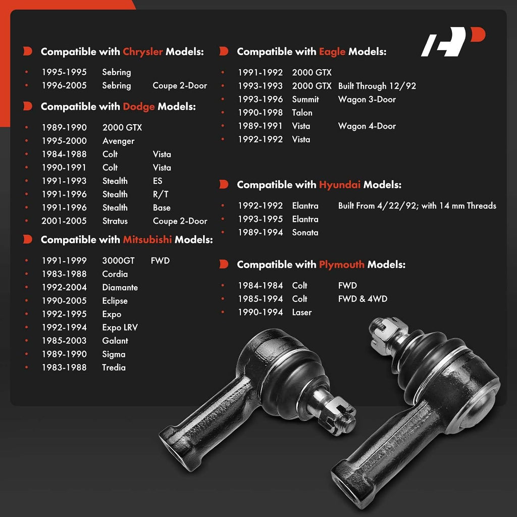A-Premium Front Outer Tie Rod End, Compatible with Hyundai, Dodge, Chrysler