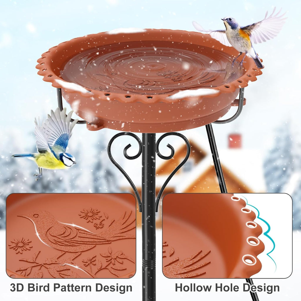 Heated Bird Bath for Outside Winter, Powerful 100W Thermostat Control Water Heated BirdBaths Bowl for Outdoors with