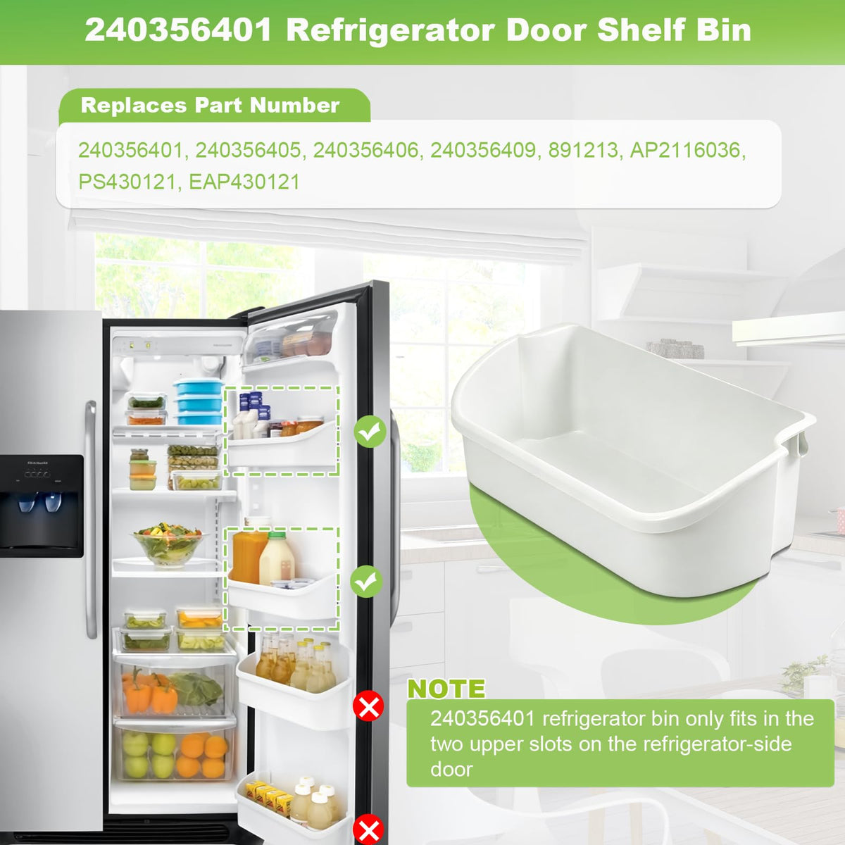 HLZDS 240356401 Refrigerator Door Bin (2 Pack) Compatible with Frigidaire