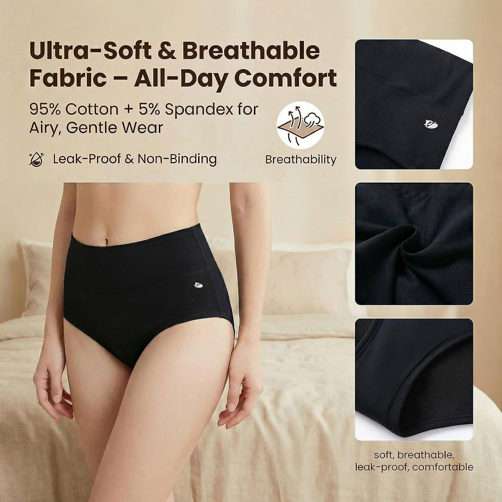 Washable Reusable Incontinence Underwear Women, Leakproof Panties 3Pack L