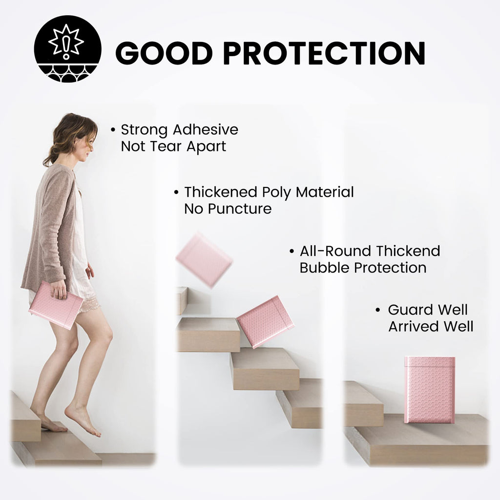 300 Pack Sakura Pink Bubble Mailers 6x10 Bubble Shipping Envelopes