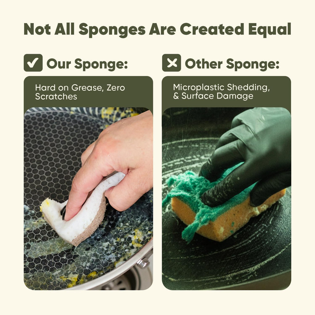 Plant-Based Kitchen Sponges (12 Pack) | USDA Biobased Certified | FSC & PETA Approved | Natural Cellulose & Coconut