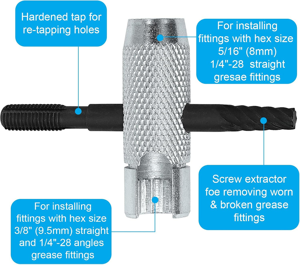Grease Fitting Replacement Kit-Grease Zerk Tools and SAE &Metric Zerks