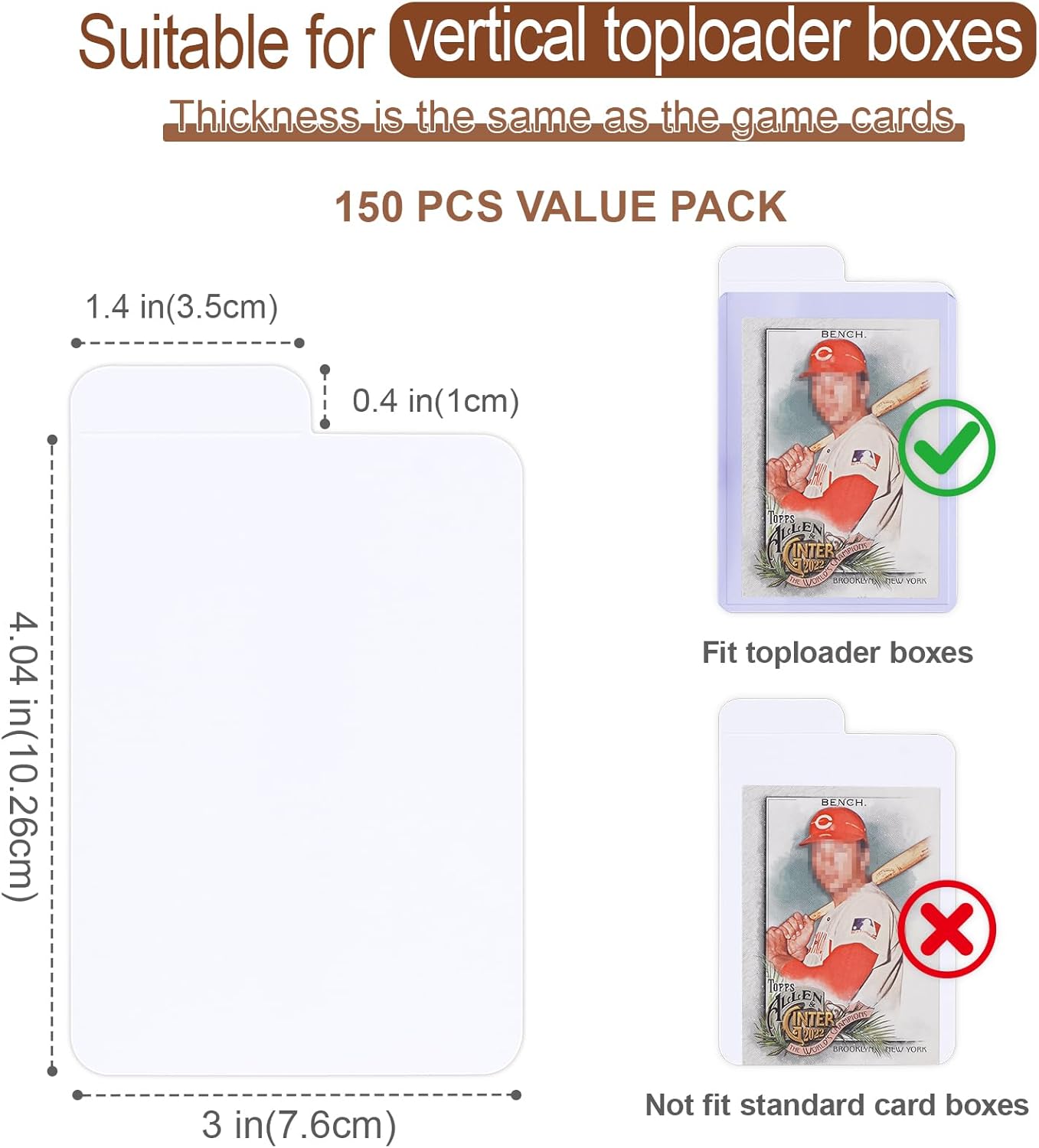 Tall Trading Card Dividers, 150-Pack Paper Card Divider for Storage Boxes | Vertical Dividers Card for TopLoaders