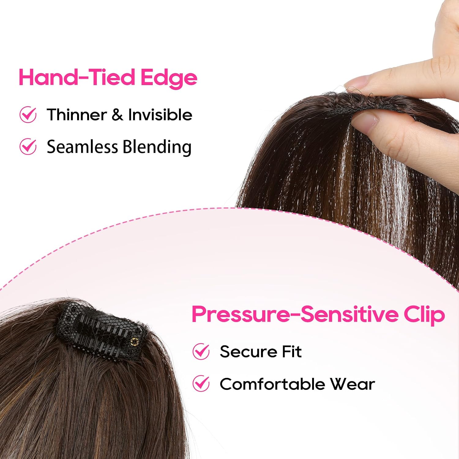 Clip in Hair Volumizer, 2PCS 12 inch Short Thick Clip in Hairpieces Adding Extra Volume Hair Extensions for Women