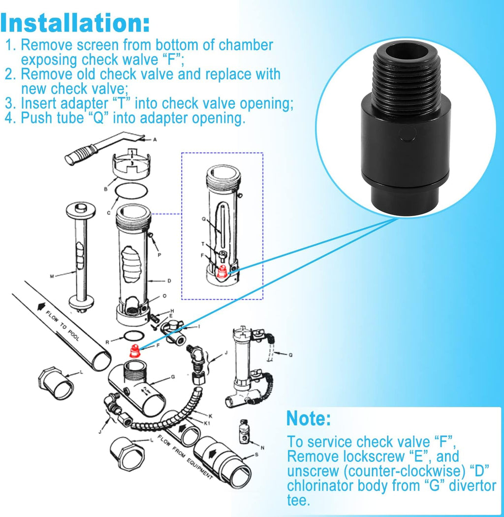 R172248 Check Valve Replacement for 320 Automatic Chlorine/Bromine in-Line Pool and Spa Feeder (1/2 Inch)
